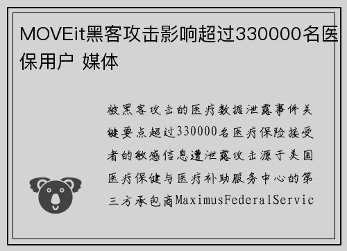 MOVEit黑客攻击影响超过330000名医保用户 媒体